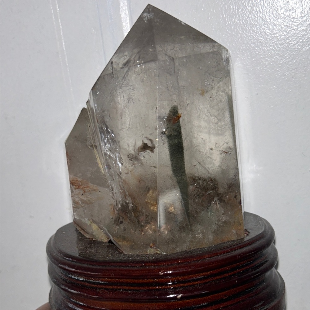 Large garden Quartz Point Cluster with Green Inclusion